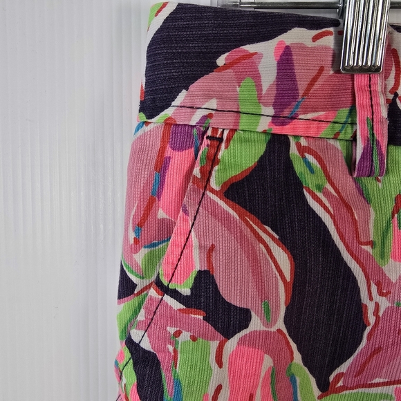 Lilly Pulitzer Print Callahan Shorts Navy Pink Green Tropical Size 10 Cotton - Picture 3 of 10